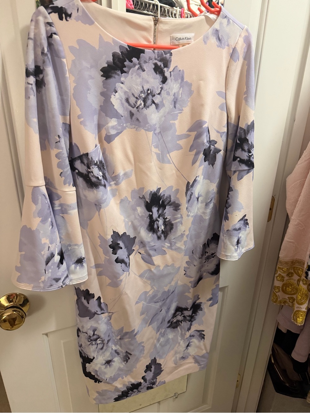 Calvin Klein Lavender and Cream Floral Midi Dress